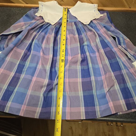 Rare Editions Vtg Union Made Girls Dress Plaid Cottage/ Little House Sz 6 - Picture 9 of 10